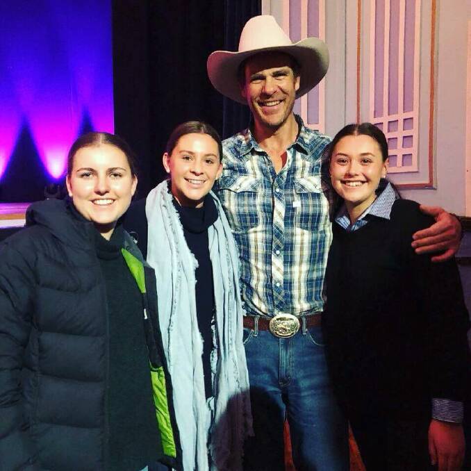 Aaron Jeffery with some of his fans at the Roxy Theatre in Leeton on Saturday. Photo: Contributed 