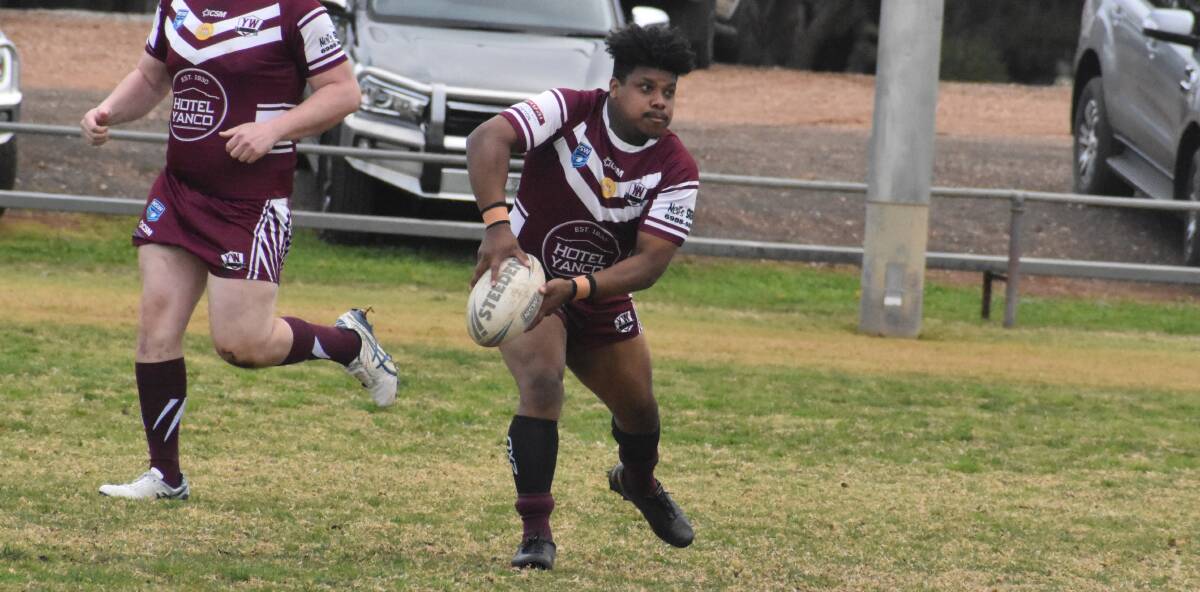 MATCH TIME: Yanco-Wamoon's Elwyn Ravu in action during last week's game in Griffith. 