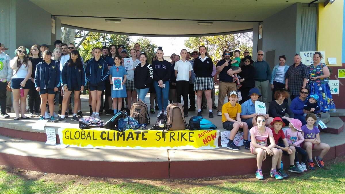 ACTION: A solid crowd turned out for Leeton's climate change strike. Photo: Contributed