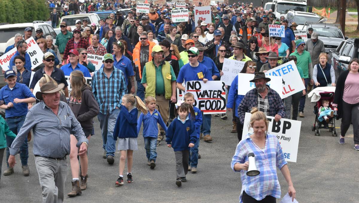 In 2019 a convoy of farmers headed to Canberra to protest the Basin Plan. A rally is planned for Tuesday, November 21 in Leeton to protest water buybacks. Picture file 