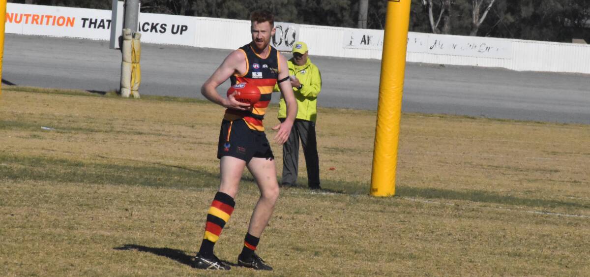 ON FIELD: Mason Dryburgh was among Leeton-Whitton's best on a dour day for the Crows. Photo: Liam Warren