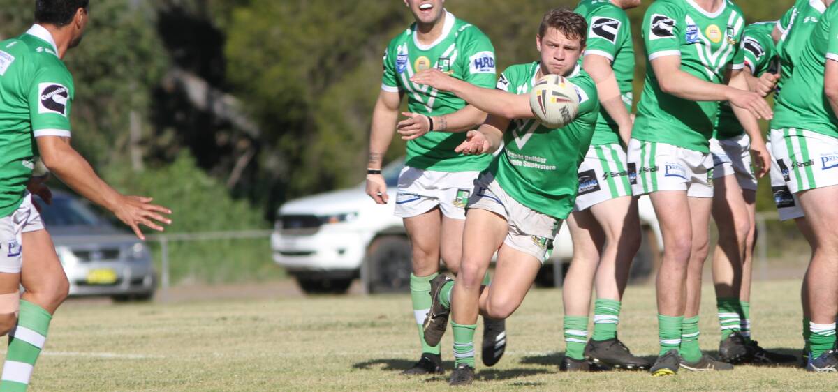 DISAPPOINTING END: Leeton's Will Barnes in action for the Greens during their derby match up with Yanco-Wamoon at the end of July. Photo: Talia Pattison 