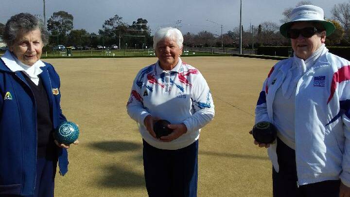 TOP JOB: Winners at bowls on Wednesday were Margaret McKenzie, Colleen Harrison and Barbara Gullotta. Photo: Contributed 