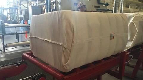 The first bale of the 2016 cotton ginning and harvest season has been pressed at Southern Cotton this week. Photo: Contributed 