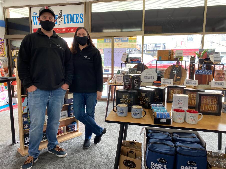 OPEN: Leeton Newsagency's Matt and Bobbi Curry are one of the essential businesses able to have their doors open during lockdown. Photo: Talia Pattison 