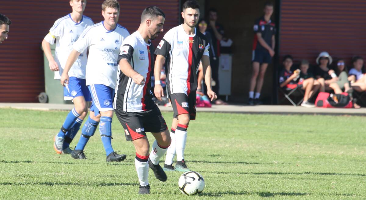 SHORT-STAFFED: Leeton United senior player Carlo Trifogli was one of several players missing from the side on Sunday. Photo: Anthony Stipo 