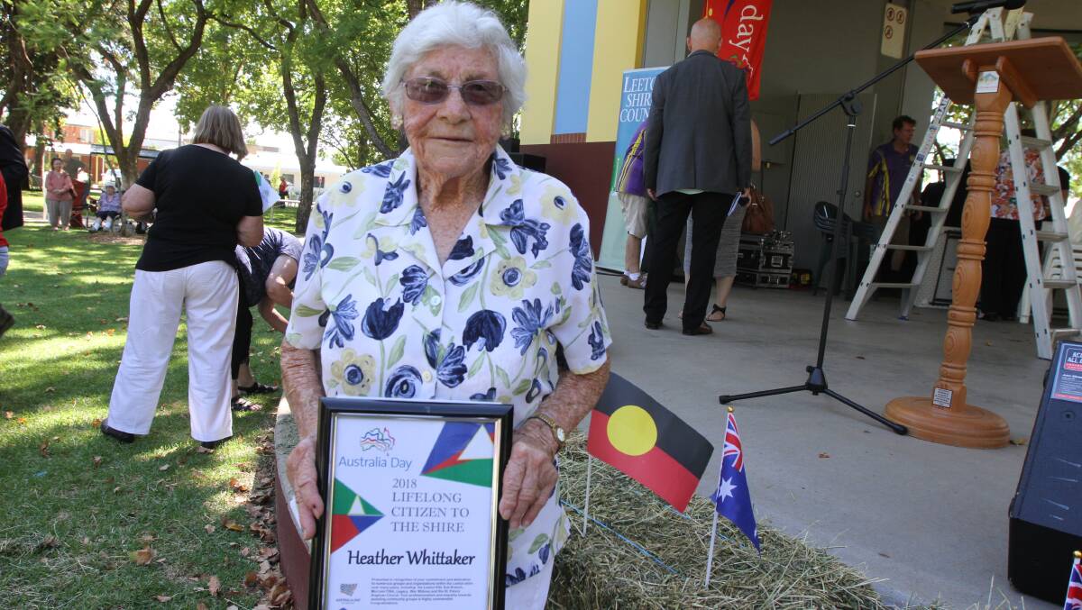 MISSED: The late Heather Whittaker in 2018 after receiving the lifelong citizen to the shire award on Australia Day. Photo: Talia Pattison