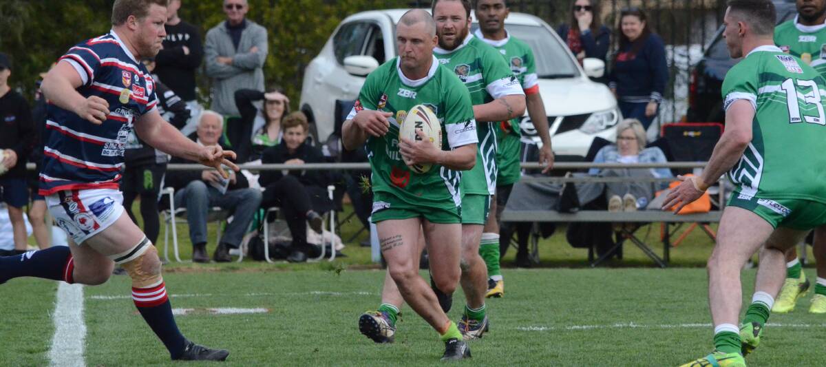 RUNNERS-UP: Leeton's Clinton Green was one of the players Darlington Point-Coleambally were trying to shut down during Sunday's grand final. DPC were able to finish fast and defeat Leeton in the grand final. Photo: Liam Warren