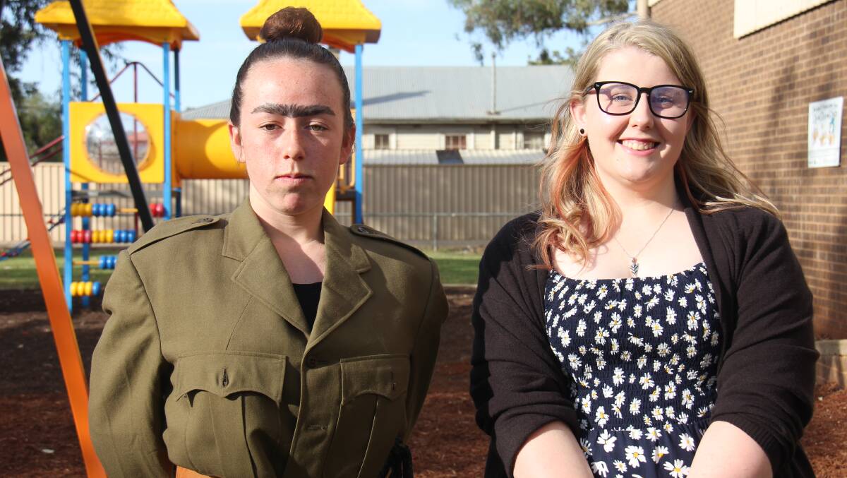 STARS: Sharni Winter (left) played Mrs Trunchbull and Sarah Wilson played Miss Honey during the school's performance of Matilda the Musical. 