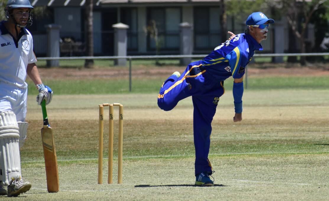 WATCH: L&D CC's Adrian Axtill pays close attention to where his delivery is going during last week's A grade one-day opener. Photos: Shaun Paterson 
