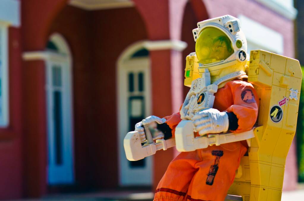 EXPLORE: An "astronaut" arrives at the Leeton CWA Hall ahead of the screening on April 17. Photo: Jason Richardson