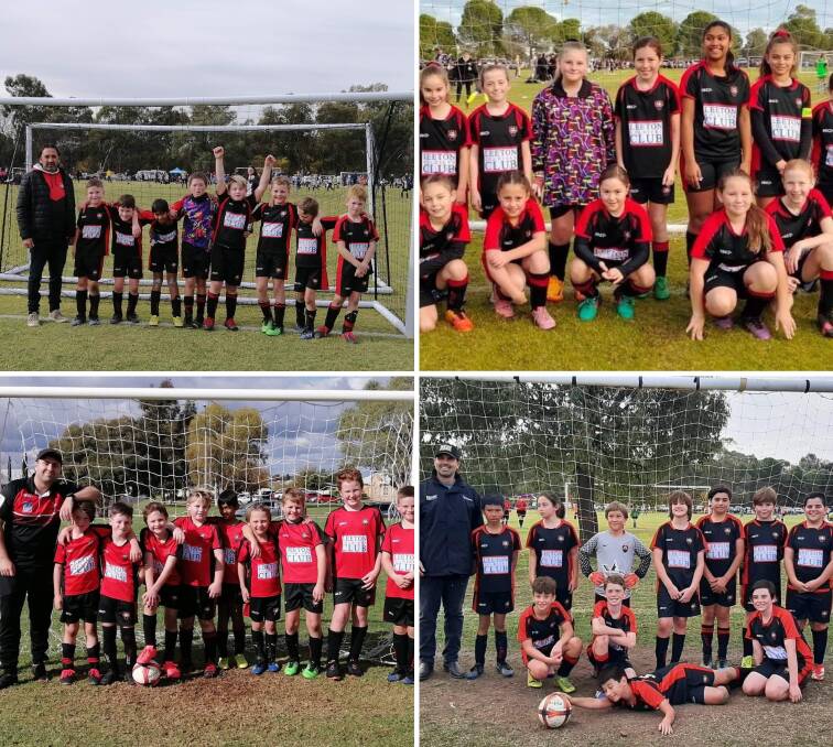 GREAT SEASON: Some of the teams and players involved in Leeton United's SAP program. Photos: Supplied