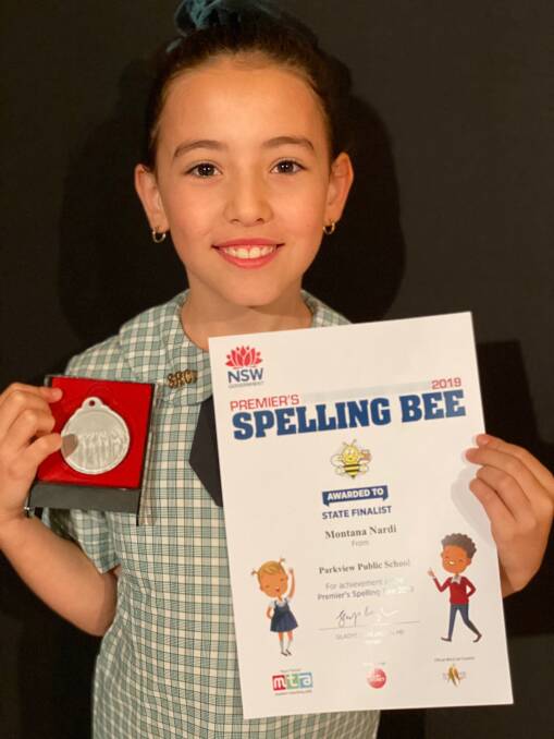 WHIZ: Parkview Public School student Montana Nardi represented at the NSW finals of the Premier's Spelling Bee competition. Photo:Contributed 
