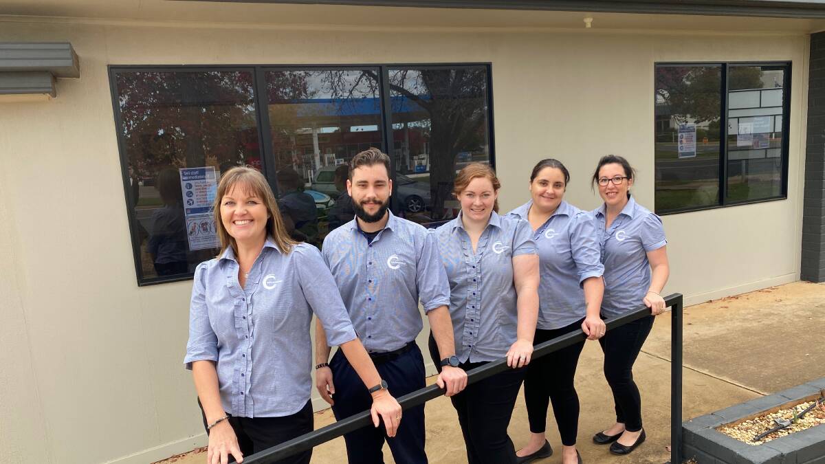 HERE TO HELP: Xplore Radiology's Toni Bailey, Hayden Cook, Kendra Wiseman, Claudia Protheroe and Olivia Symes have got you covered at the Leeton office. Photo: Talia Pattison