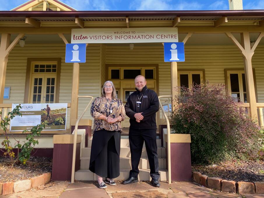 EXPLORE: Leeton Shire Council visitor services officer Kathy McMahon with manager visitor, cultural and local economy Brent Lawrence at the Leeton Visitor Information Centre. Photo: Talia Pattison