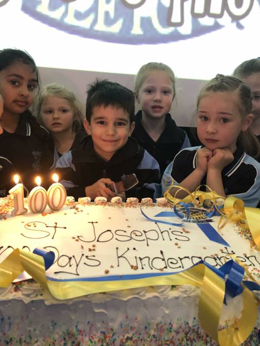 PARTY: St Joseph's Primary School kindergarten students recently celebrated their 100th day of school. Photo: Contributed