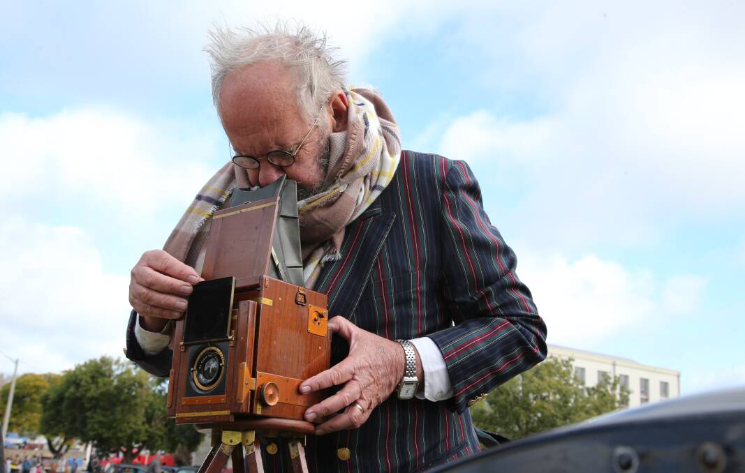 Alan Beswick with his vintage camera at this year's festival. 