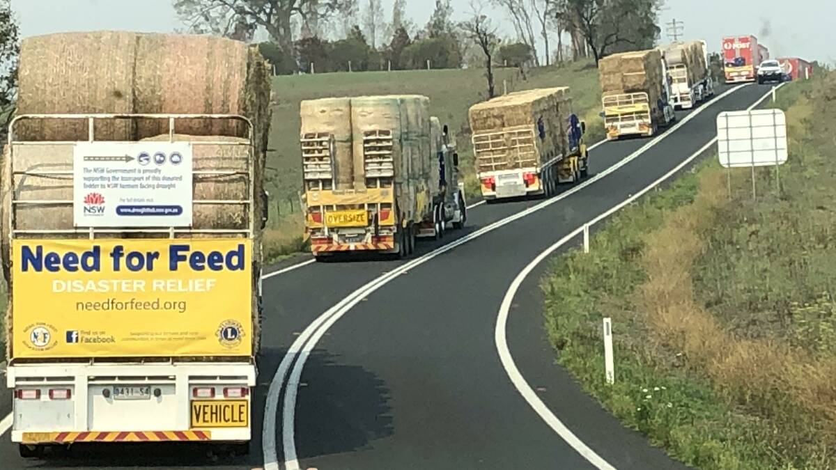 ON THE ROAD AGAIN: The view from Sue and Buster Ryan's truck as they participated in the recent Need for Feed hay run to Cobargo. Photo: Contributed 