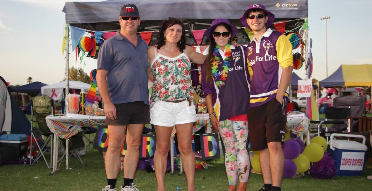 GOOD CAUSE: Tom and Maria Annetts, Jess Hetherington and David Annetts take time out of Relay for Life for a quick photo on Saturday evening. 