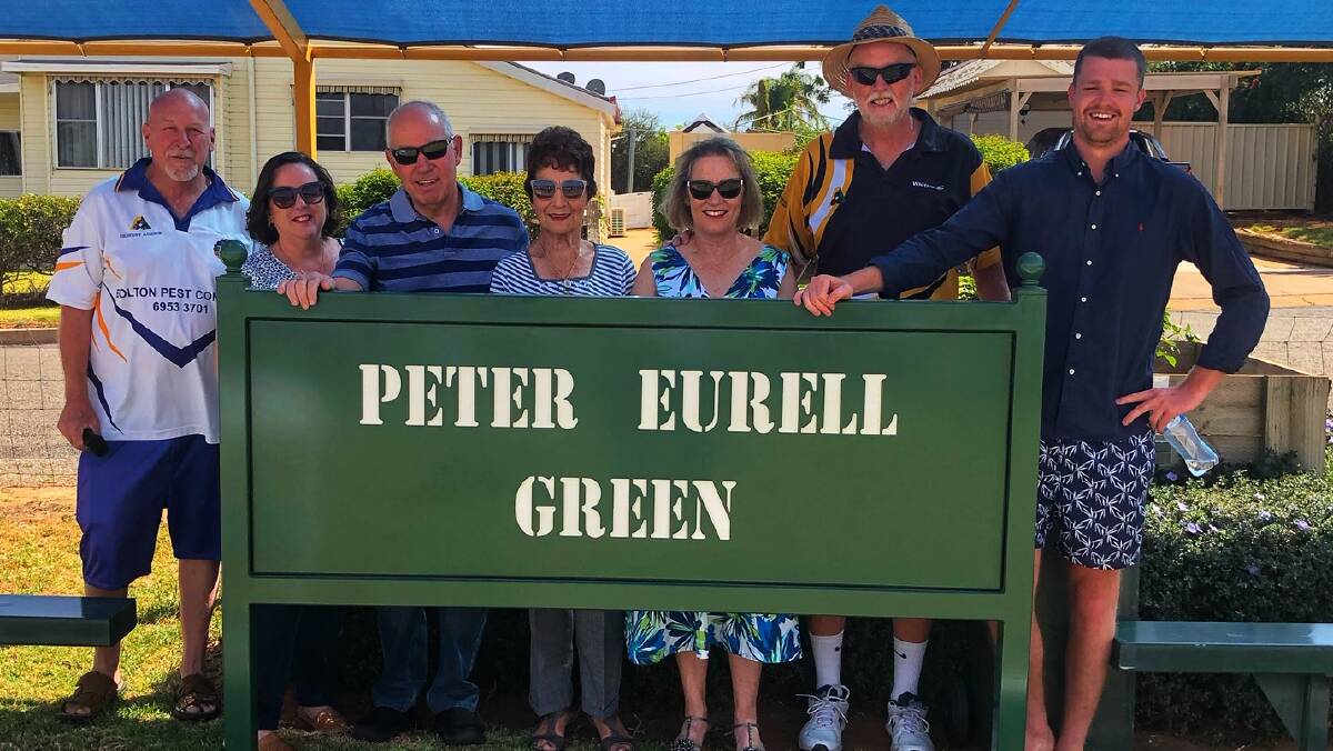 IN MEMORY: The family of the late Peter Eurell gathered recently for the official opening of the Peter Eurell Green at the Leeton and District Bowling Club. 