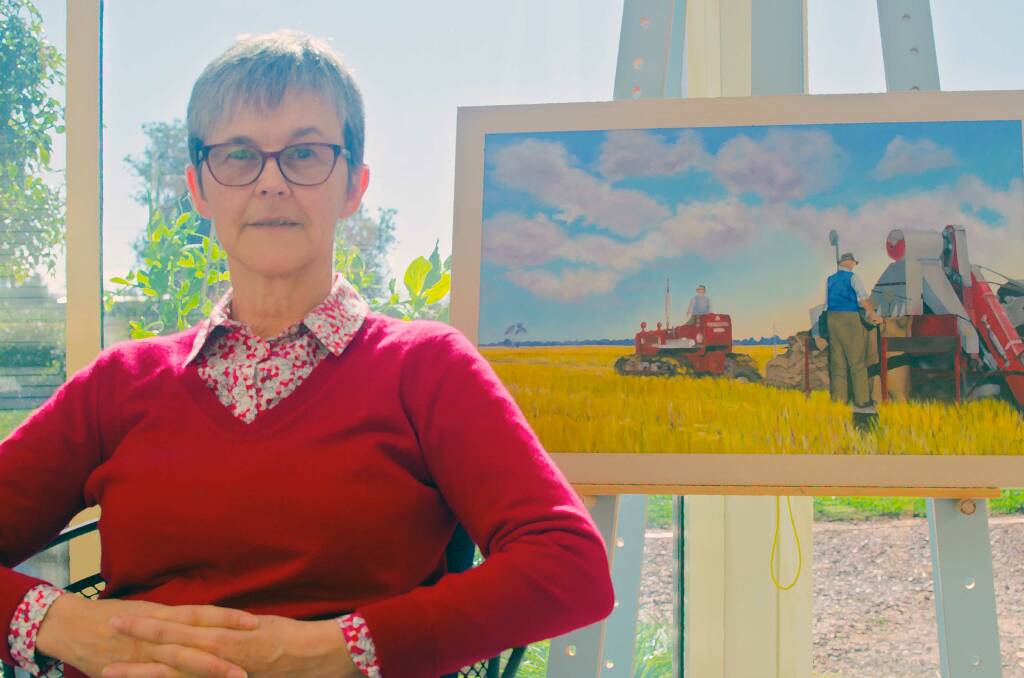 TALENT: Murrami's Dorothy Roddy with one of her paintings. She is one of several artists from Leeton shire to feature in the Our Riverina project. Photo: Contributed 