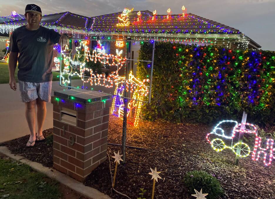 JUST THE START: Leeton's Josh Carn shows off some of the lights at his home this year in 2020. Photos: Talia Pattison 