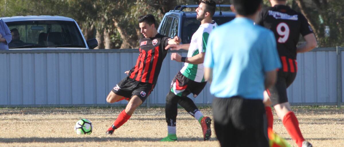POSSIBILITY: Leeton United's Nick Trifogli will need to undergo a fitness test in order to determine whether or not he will play on Sunday. 