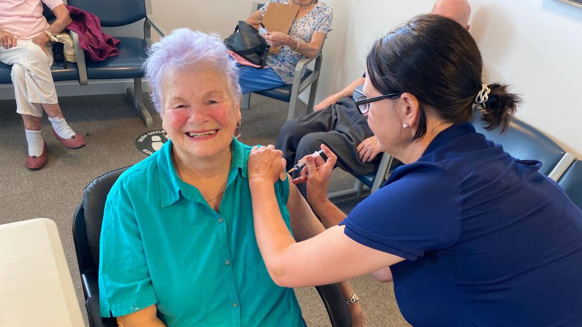 ALL DONE: Leeton's Mavis Aylett was happy to receive one of the first doses of the vaccine this week. Photo: Talia Pattison 