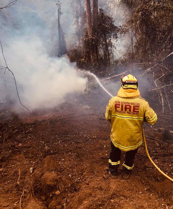 HARD WORK: Leeton Fire and Rescue NSW firefighters have been assisting throughout the ongoing bushfire crisis. Photo: Leeton Fire and Rescue NSW