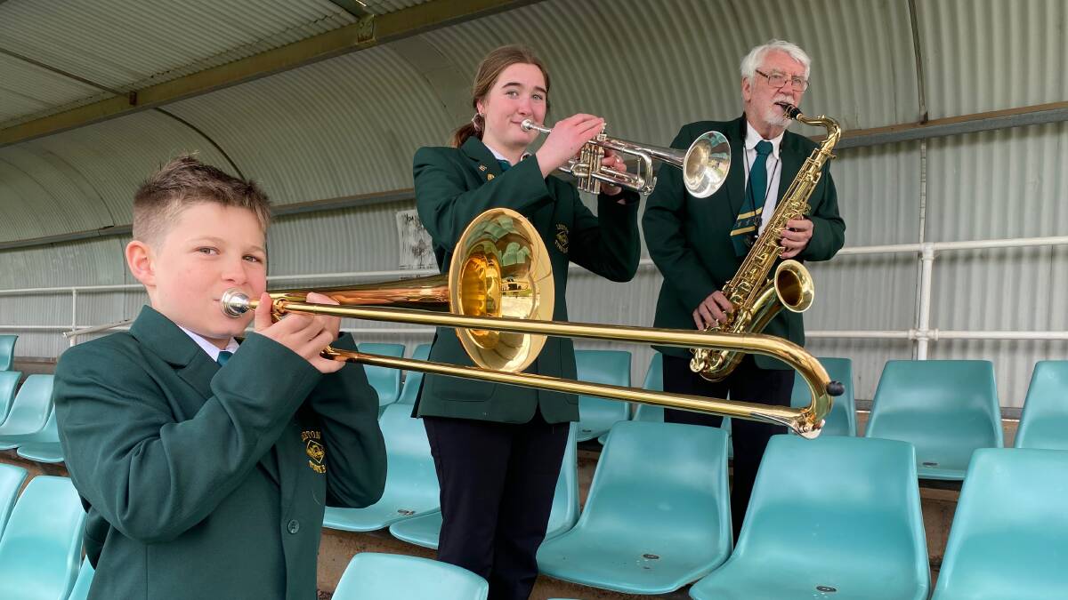 NEW PLAN: Leeton Town Band members Alec Tait, Madeline Sachs and John Moran can't wait for the revamped event. Photo: Talia Pattison 