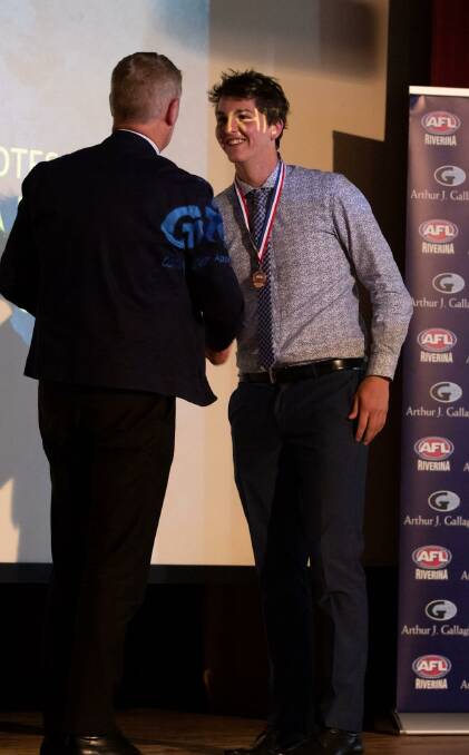 JUST REWARDS: Josh Lanham took home the under 17s best and fairest medal for the Riverina Football League. Photo: Andrew McLean Photography