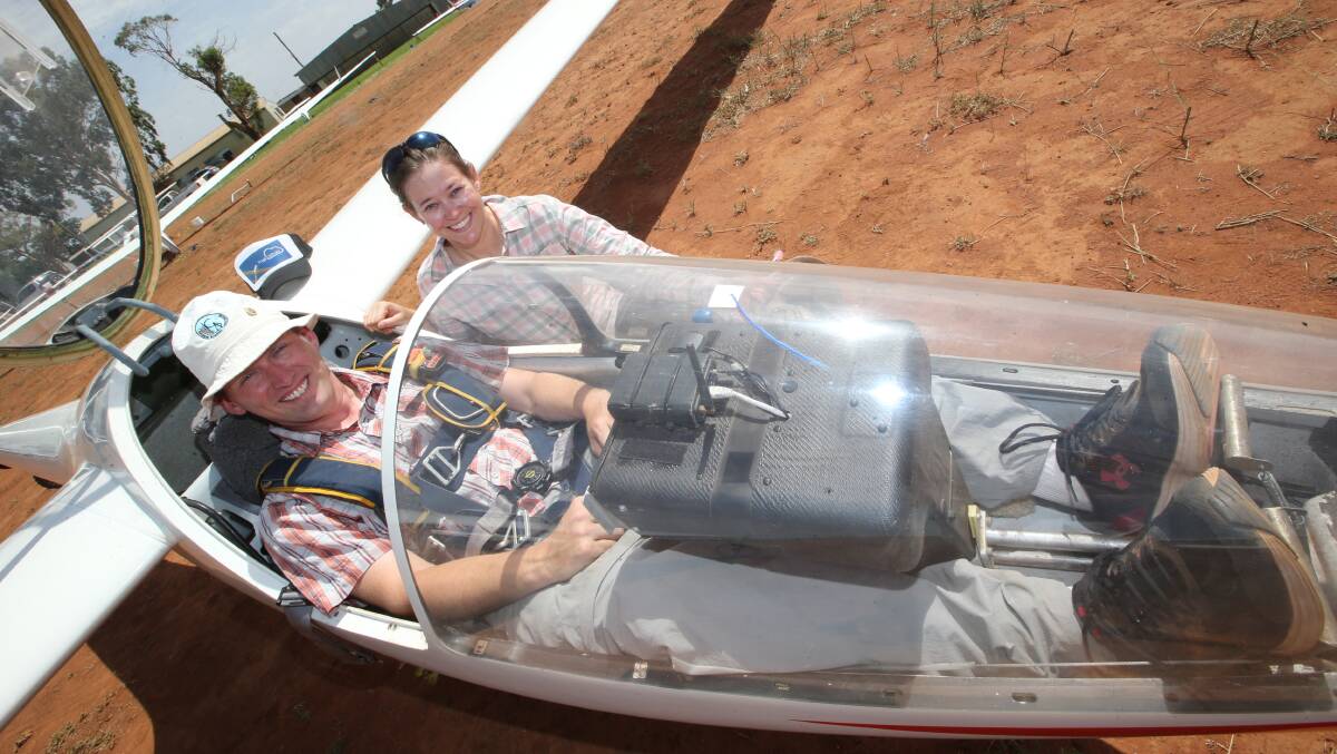 SUCCESS: The Formula 1.0 Gliding Competition attracted many competitors this year, including Tony Condon with his wife Leah from Kansas in the United States. A solution has been reached to ensure the event can continue in Leeton. Photo: Anthony Stipo 