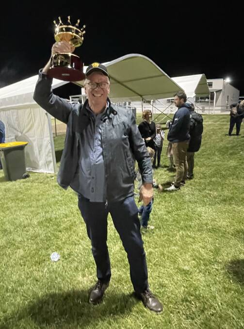FUN: Leeton's Greg O'Callaghan couldn't hide his excitement when Mister Rea won the Group One Gold Crown Final at the Bathurst Paceway on the weekend. Photo: Supplied