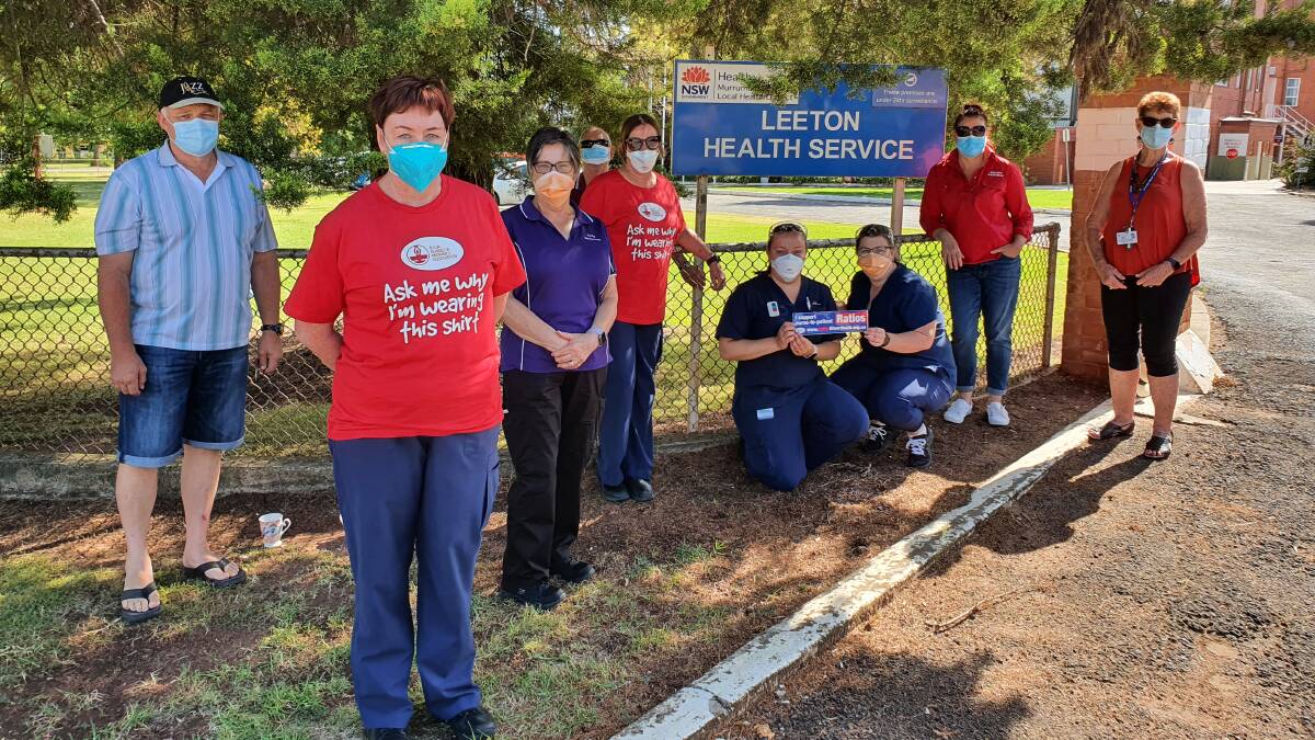 ACTION NEEDED: Leeton nurses and midwives together with members of the Leeton Hospital Auxiliary this week. 