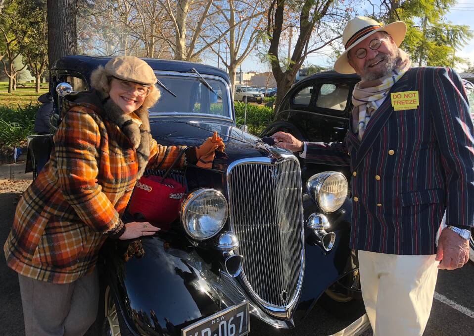 GREAT TIME: Alan and Treacy Beswick traveled from Brisbane to attend the Australian Art Deco Festival. The pair enjoyed breakfast in Mountford Park on Sunday. Photos: Talia Pattison