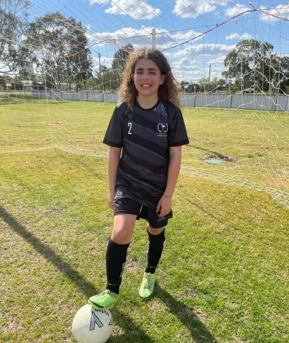 KICKING GOALS: Parkview Public School student Salvatore Alamp in his Riverina kit. Photo: Supplied