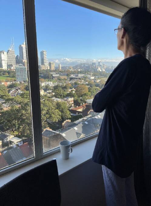 DEEP IN THOUGHT: Leeton's Carmel Dawe in Sydney last week after meeting with a surgeon as part of her ongoing fight to beat her cancer. Photo: Supplied