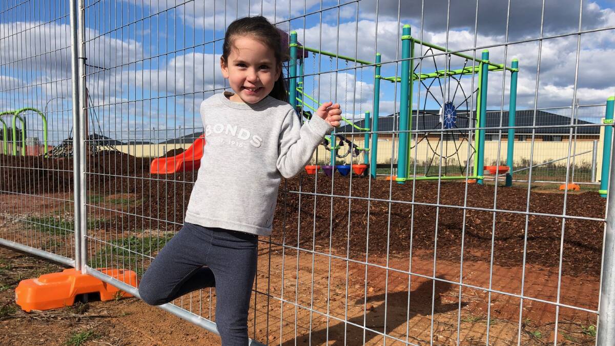 EXCITED: Leeton's Indi McGregor, 4, can't wait to use the new playground at Golf Course Estate. Photo: Talia Pattison