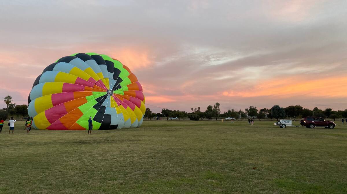 WOW: Hot air balloons and the evening sky put on a show on Good Friday in Leeton. Photo: Talia Pattison 