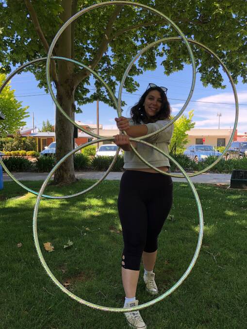 SKILL: Emma Cantrill is a self-taught hula hoop specialist who is sharing her love of the craft with others in town. Photo: Talia Pattison 