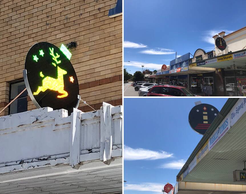 FESTIVE FEVER: The new decorations can be found adorning the rooftops of Leeton shire shops in the CBD. 