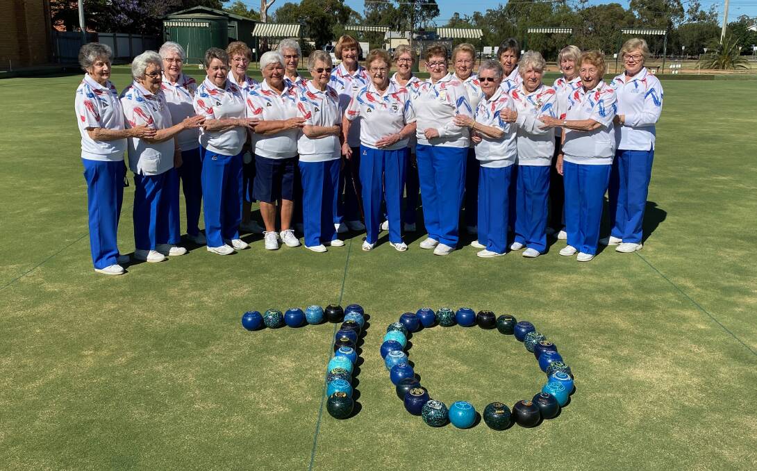 ALL TOGETHER: The Leeton Soldiers Women's Bowling Club marked the 70th anniversary of the organisation last Wednesday. Photo: Talia Pattison