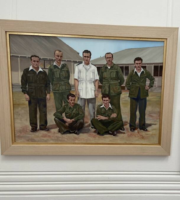 One of the artworks by Dorothy Roddy currently on show featuring POW Camp 15 medical internees. 