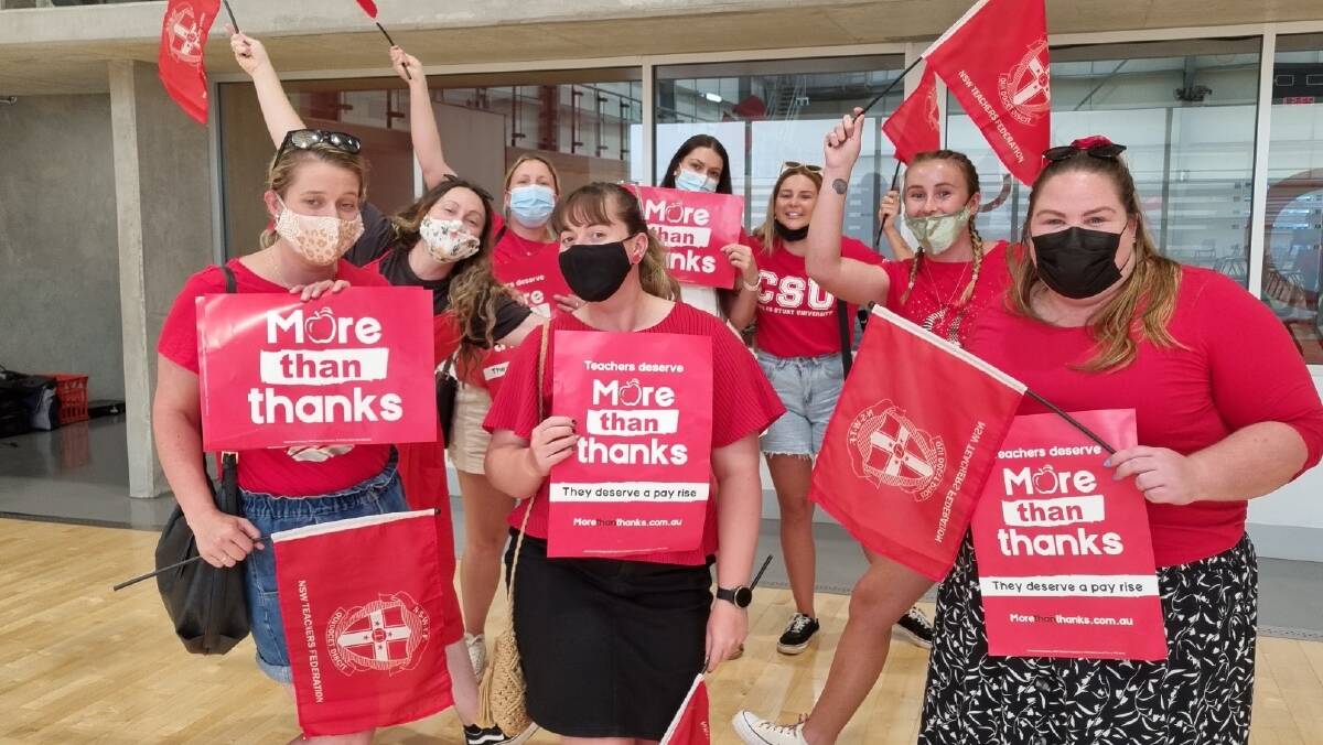 HEAR OUR CALLS Teachers from Parkview Public School were among those to attend a rally on Tuesday as part of industrial action. Photo: Supplied