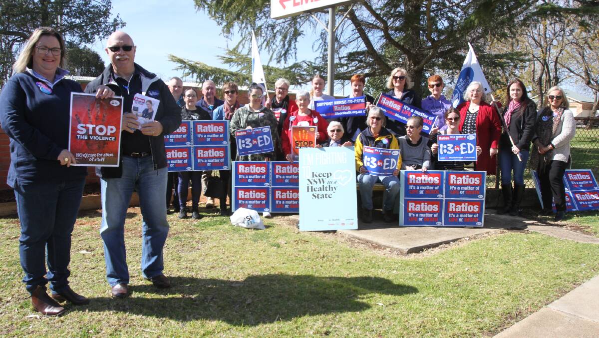 Nurses from Leeton hospital rallied last year for better security and ratios. Photo: Talia Pattison