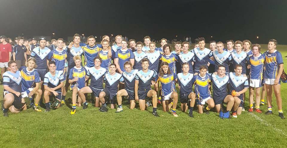 EFFORT: The Yanco Agricultural High School and St Francis College sides join together for a photo after their match on Wednesday night. 