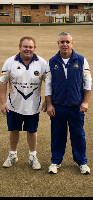 JOB DONE: Leon Maybon (left) and Wayne Everett took out the Leeton and District Bowling Club's pairs championships recently. Photo: Supplied