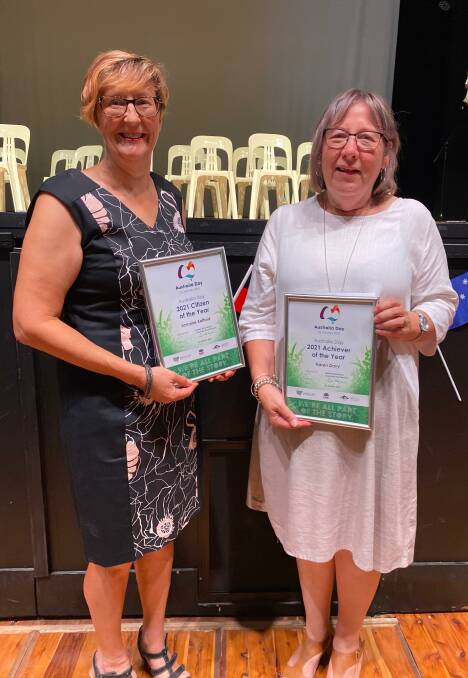 INSPIRE: Leeton shire's 2021 citizen of the year Lorraine Kefford (left) and achiever of the year Karen Davy. Photo: Talia Pattison 