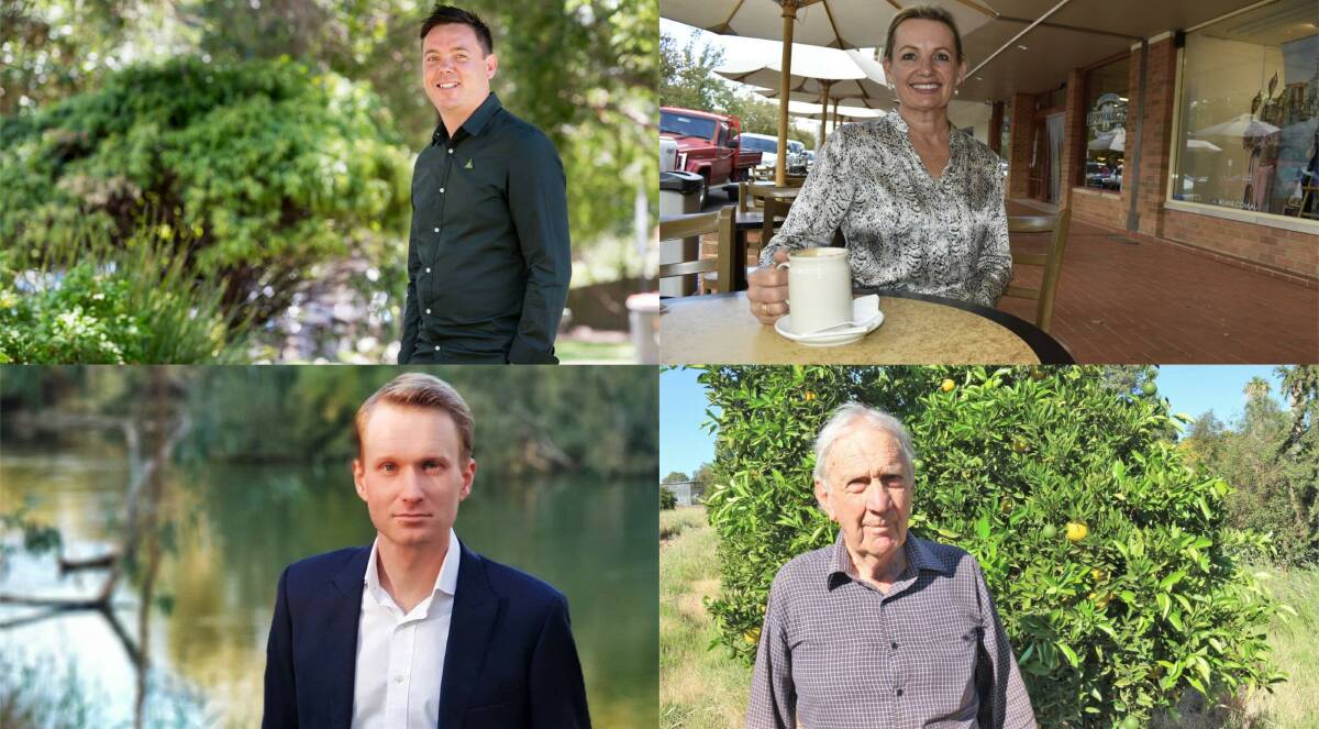 VOTE: Candidates (top) Dean Moss (Greens), Sussan Ley (Liberals), Ross Hamilton (Sustainable Australia) and Brian Mills (Independent) are vying for your vote.