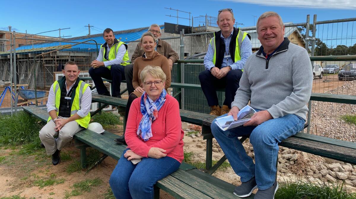 CHECK IN: Member for Farrer Sussan Ley with some of the grandstand project stakeholders at the Leeton Showground. Photos: Talia Pattison